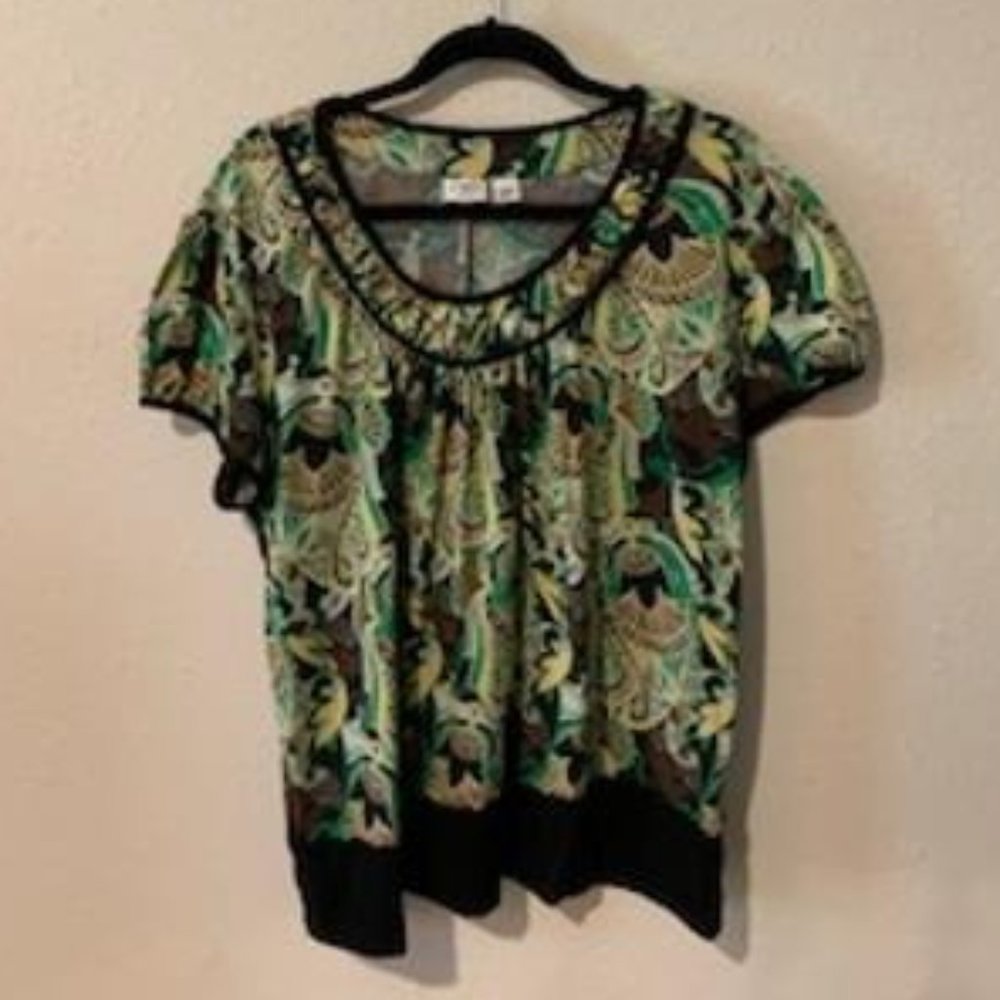 Cato Green Pattern Top